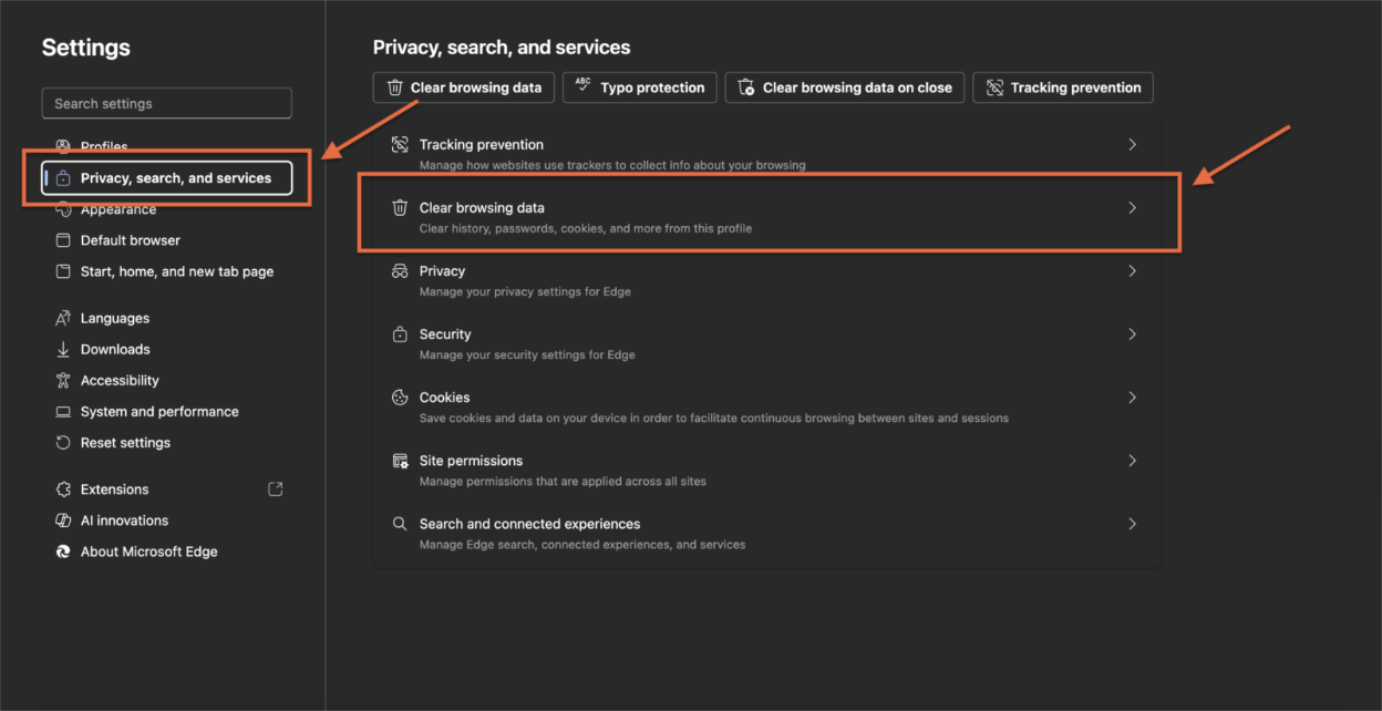 Microsoft Edge:Privacy, search and services