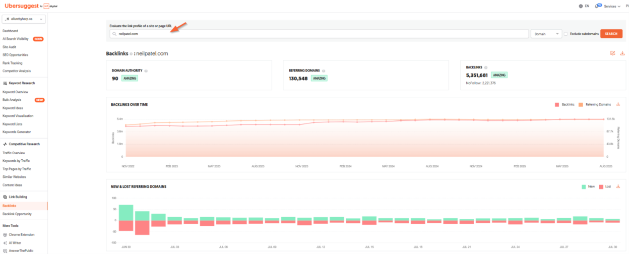 Backlinks Overview Report