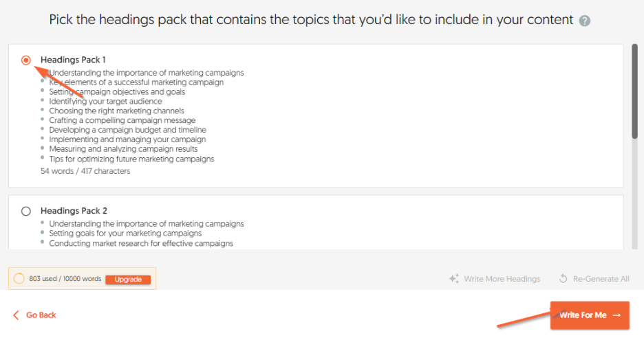 Select a heading for the piece of content