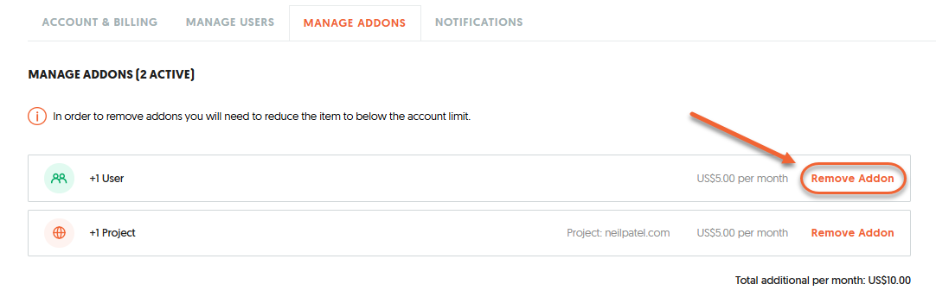 Remove add-ons