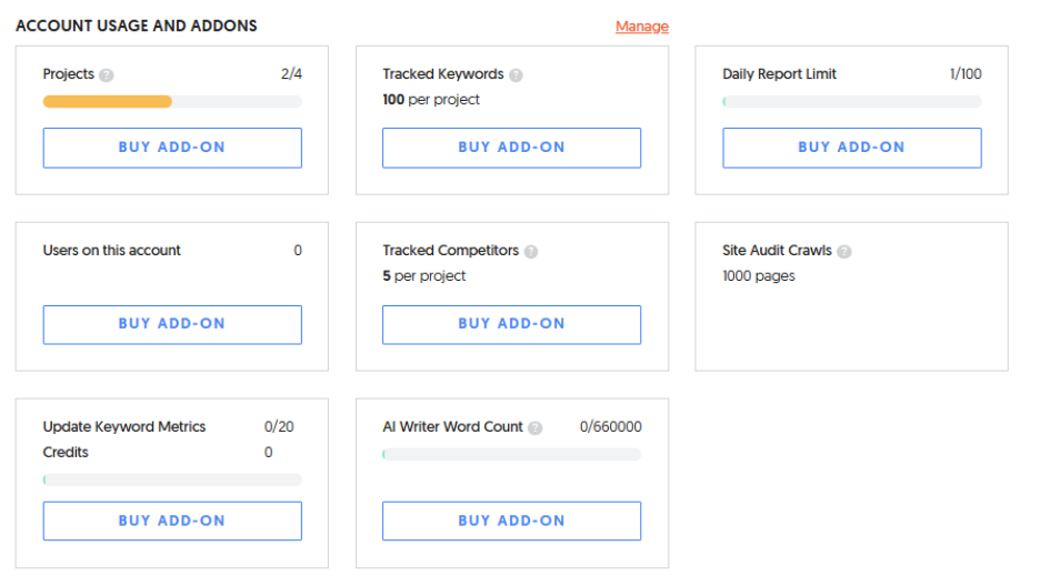 Account and Billing - Where to buy add-ons