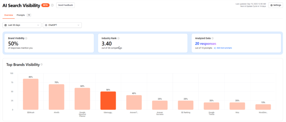 AI Search Visibility feature