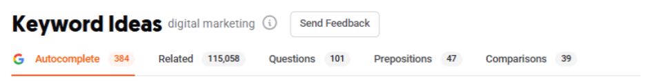 Find the keyword ideas results filtered by branches