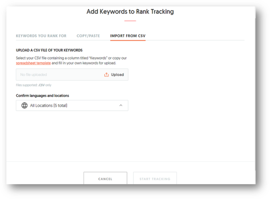 Import CSV files with your keywords