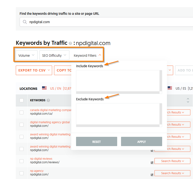 Screenshot from Keywords by Traffic, with the filters highlighted..png