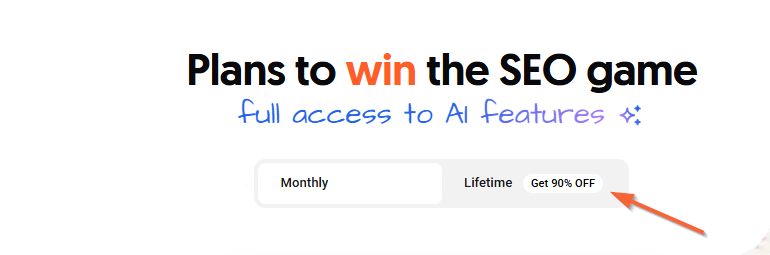 Ubersuggest Pricing Page showing the Lifetime and Monthly toggle.