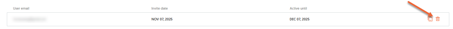 Ubersuggest dashboard showing the option to delete the invite.