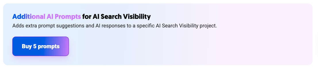 Account area showing the option to buy extra prompts for ai search.
