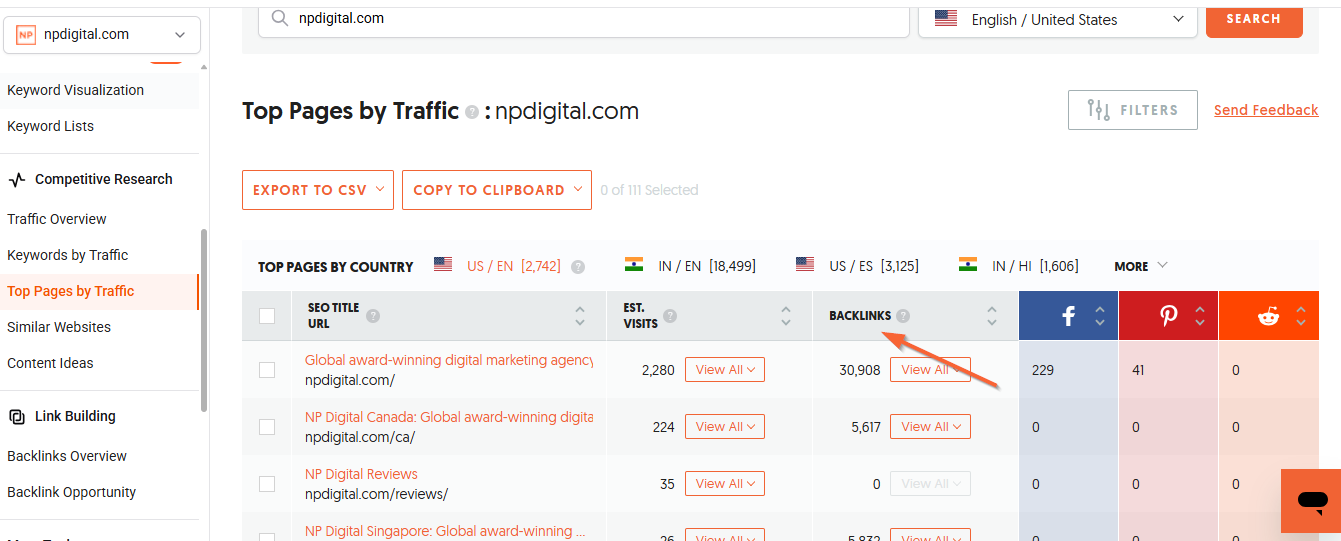 The image shows how to check the Backlinks from Top Pages by Traffic